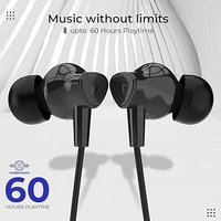 NB119 Genius Bluetooth Wireless Headset Neckband with Long Lasting Playtime 60 Hrs, Smart Voice Assistant, Dual Pairing, Fast Charge, Sweat & Splash Proof, Best for Gaming, Running, Workout (Black) - Black