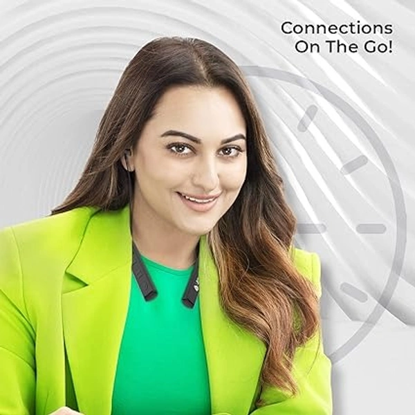 NB128 Happy 24 Hours Playing Time | Deep Bass | Made in India Neckband Earphone Bluetooth Headset (Black, Yellow) - Blue