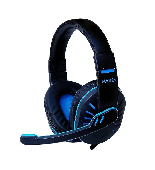 Headphones with Adjustable Mic | Works with All The Mobile Phones | Surround Sound, Deep Bass, Blue - Blue