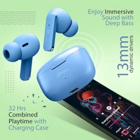 Bassbuds Duo in-Ear Wireless Earbuds, Immersive Sound, 32Hrs Playtime, Clear Calls TWS Earbuds, Bluetooth V5.1 Headphone, Type-C Fast Charging, Voice Assist & IPX4 Water Resistant (Blue Matt) - Blue
