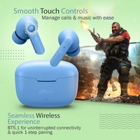 Bassbuds Duo in-Ear Wireless Earbuds, Immersive Sound, 32Hrs Playtime, Clear Calls TWS Earbuds, Bluetooth V5.1 Headphone, Type-C Fast Charging, Voice Assist & IPX4 Water Resistant (Blue Matt) - Blue