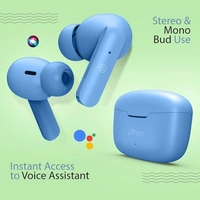 Bassbuds Duo in-Ear Wireless Earbuds, Immersive Sound, 32Hrs Playtime, Clear Calls TWS Earbuds, Bluetooth V5.1 Headphone, Type-C Fast Charging, Voice Assist & IPX4 Water Resistant (Blue Matt) - Blue