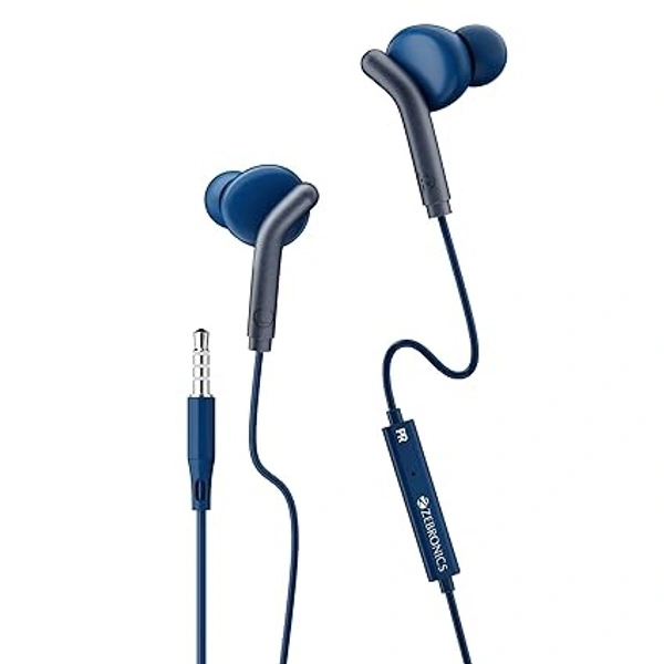 Zeb-Bro in Ear Wired Earphones with Mic, 3.5mm Audio Jack, 10mm Drivers, Phone/Tablet Compatible(Blue) - Blue