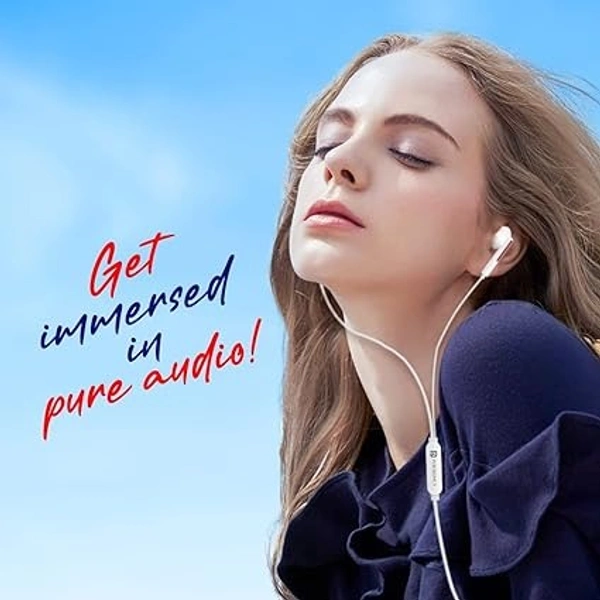 Conch 110 in Ear Wired Earphones with Mic., Powerful Audio, 3.5mm Jack, Tangle Resistant 1.2M Cable Length, Wide Compatibility(Red) - Red