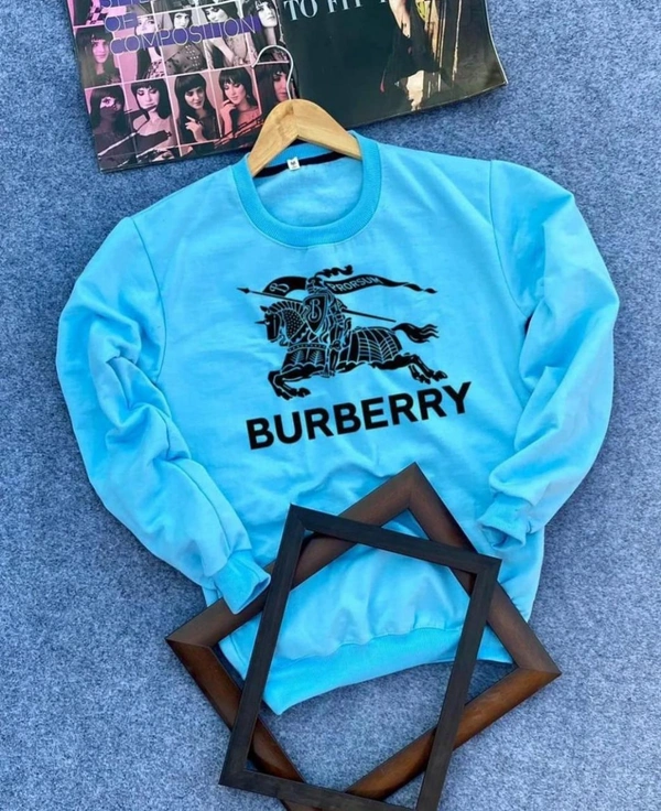 mix Round neck ribbed sweatshirt - Cyan Aqua