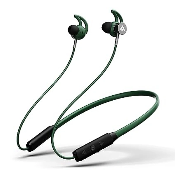 Audio FXCharge Wireless in Ear Bluetooth Neckband with ENC Mic, 32H Playtime, Type-C Fast Charging (5Mins=7.5Hrs Playtime), Dual Pairing, Made in India, Biggest 14.2mm Drivers Ear Phones (Green) - FXCharge Green