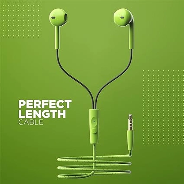 Bassheads 105 Wired in Ear Earphones with Mic (Green, Spirit Lime) - Yellow
