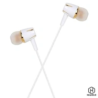 Acoustics Hear in High-Res Earphones with Mic ● Super Extra Bass Headphones ● Android & iOS Compatible ● Gold - White