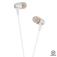 Acoustics Hear in High-Res Earphones with Mic ● Super Extra Bass Headphones ● Android & iOS Compatible ● Gold - White