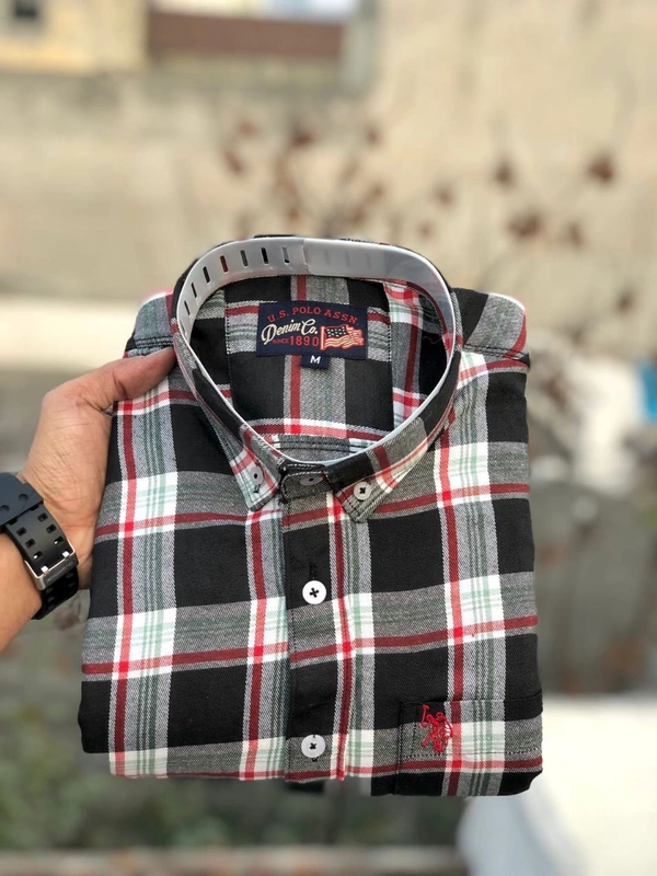 US POLO SHIRTS BRAND:-US POLO SHIRTS with ๐ Cotton fabric ๐ CheckS pattern ๐ Single pocket ๐ Embroidery brand logo at pocket ๐ Regular sizes ๐ Poly packing - XXL