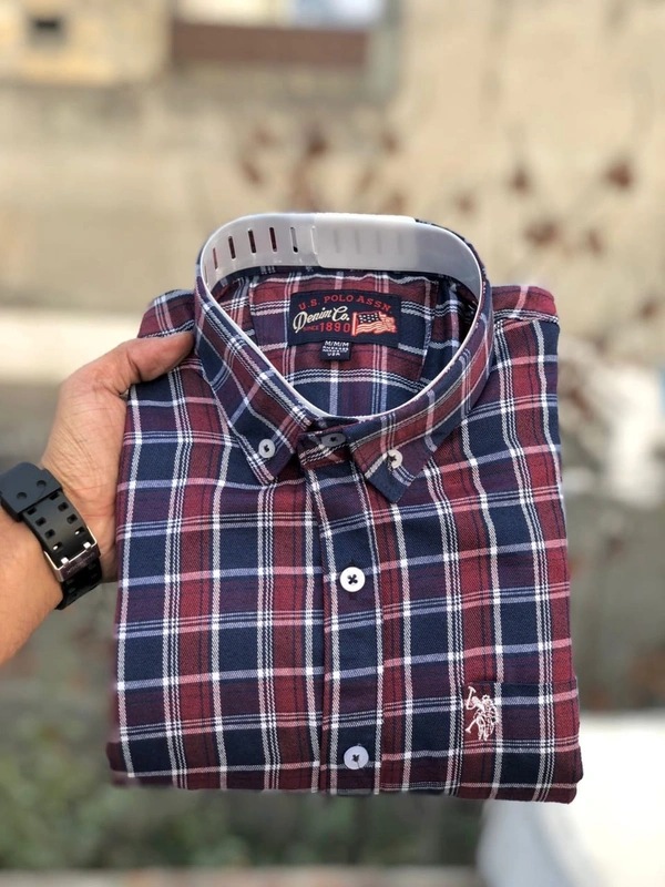 US POLO SHIRTS BRAND:-US POLO SHIRTS with ๐ Cotton fabric ๐ CheckS pattern ๐ Single pocket ๐ Embroidery brand logo at pocket ๐ Regular sizes ๐ Poly packing - XXL