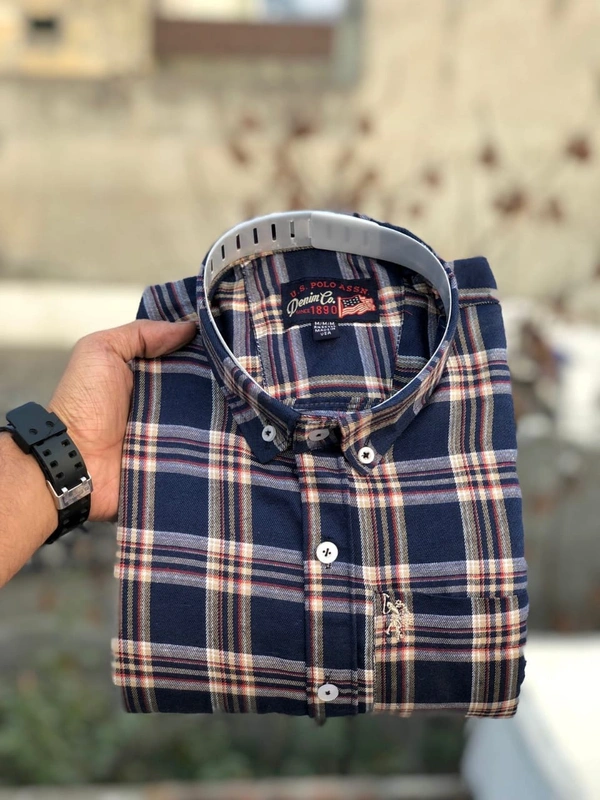 US POLO SHIRTS BRAND:-US POLO SHIRTS with ๐ Cotton fabric ๐ CheckS pattern ๐ Single pocket ๐ Embroidery brand logo at pocket ๐ Regular sizes ๐ Poly packing - XXL