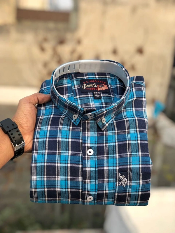 US POLO SHIRTS BRAND:-US POLO SHIRTS with ๐ Cotton fabric ๐ CheckS pattern ๐ Single pocket ๐ Embroidery brand logo at pocket ๐ Regular sizes ๐ Poly packing - XXL