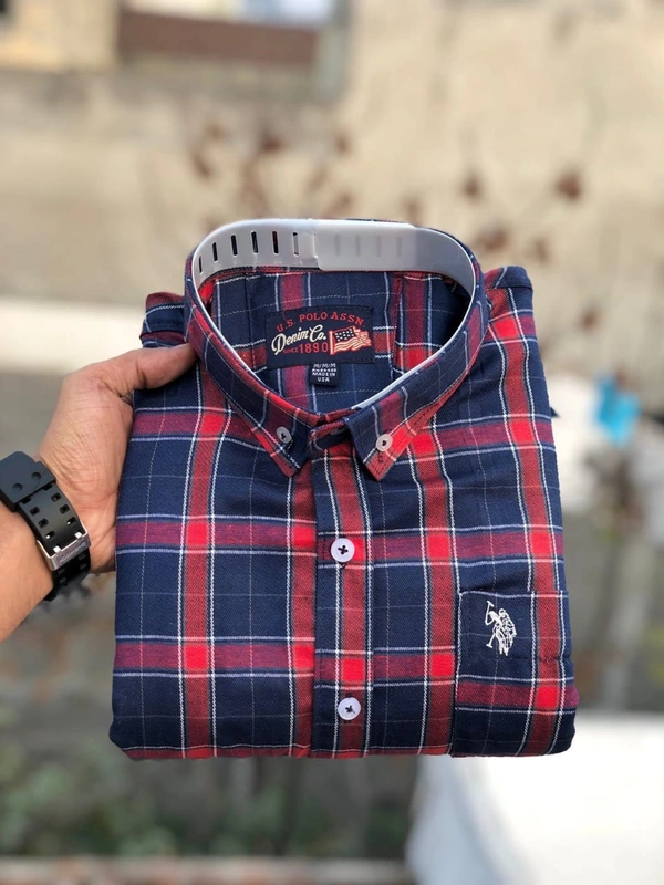 US POLO SHIRTS BRAND:-US POLO SHIRTS with ๐ Cotton fabric ๐ CheckS pattern ๐ Single pocket ๐ Embroidery brand logo at pocket ๐ Regular sizes ๐ Poly packing - XXL