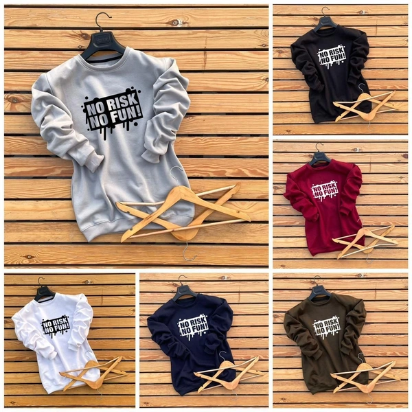 SWEAT SHIRT with Round neck Logo at chest Proper 2 thread fabric Warm fleece inside Bigger sizes Ribbed bottom & sleeves Poly packing - XXL, Navy Blue