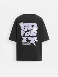 OVERSIZED BLACK PRINTED T-SHIRT - XXL