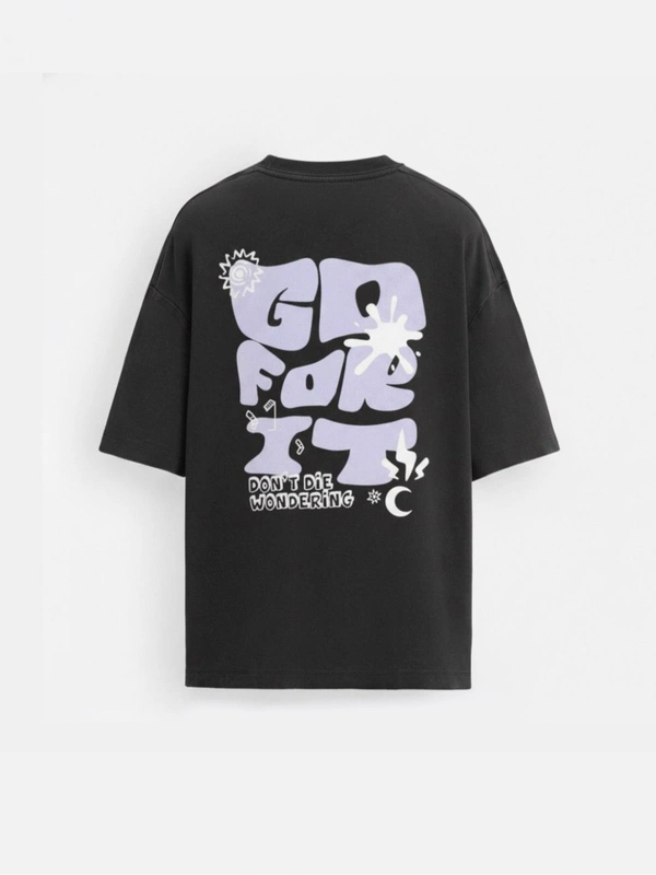 OVERSIZED BLACK PRINTED T-SHIRT - XXL