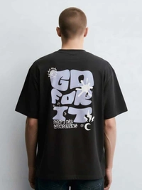 OVERSIZED BLACK PRINTED T-SHIRT - XXL