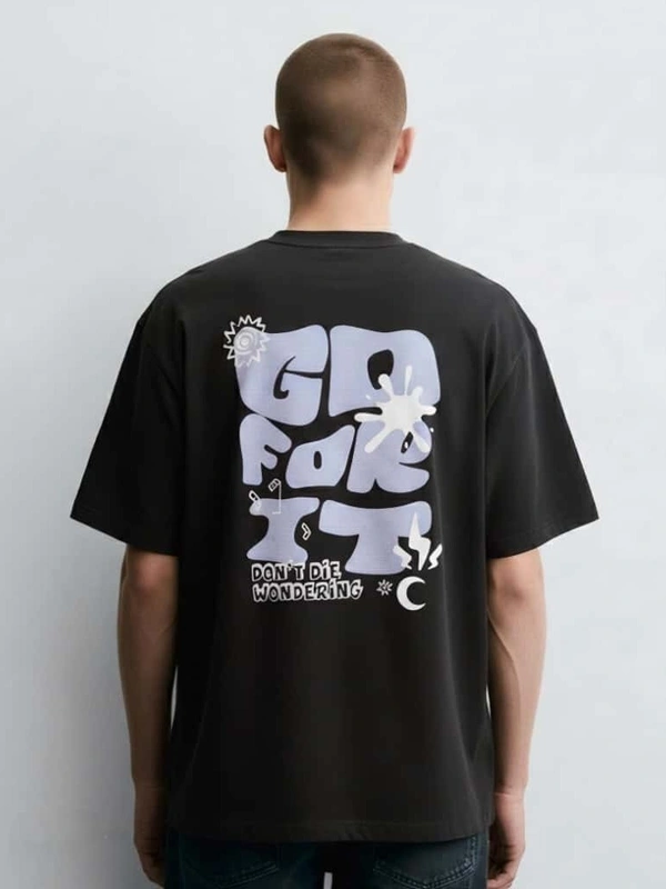 OVERSIZED BLACK PRINTED T-SHIRT - XXL