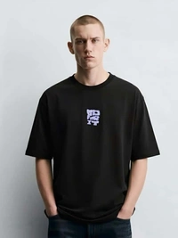 OVERSIZED BLACK PRINTED T-SHIRT - XXL