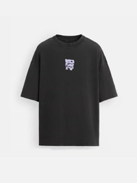 OVERSIZED BLACK PRINTED T-SHIRT - S