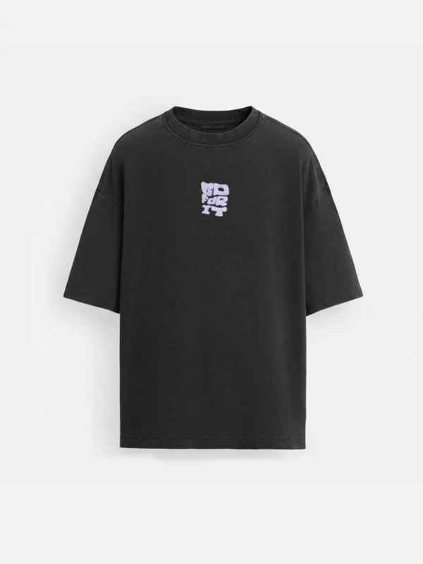 OVERSIZED BLACK PRINTED T-SHIRT - XXL