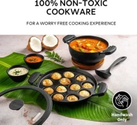 tramontina paniyarakkal with glass lid (cast iron) - 20cm