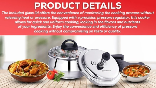 premier SS handi pressure cooker induction & lpg stoves with glass lid - 3.0