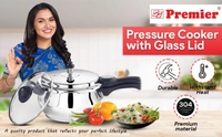 premier SS handi pressure cooker induction & lpg stoves with glass lid - 3.0