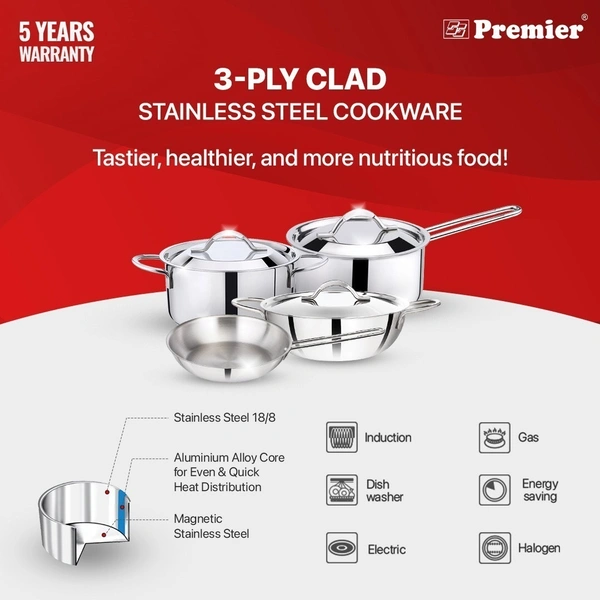 premier 3- ply clad stainless steel fry pan