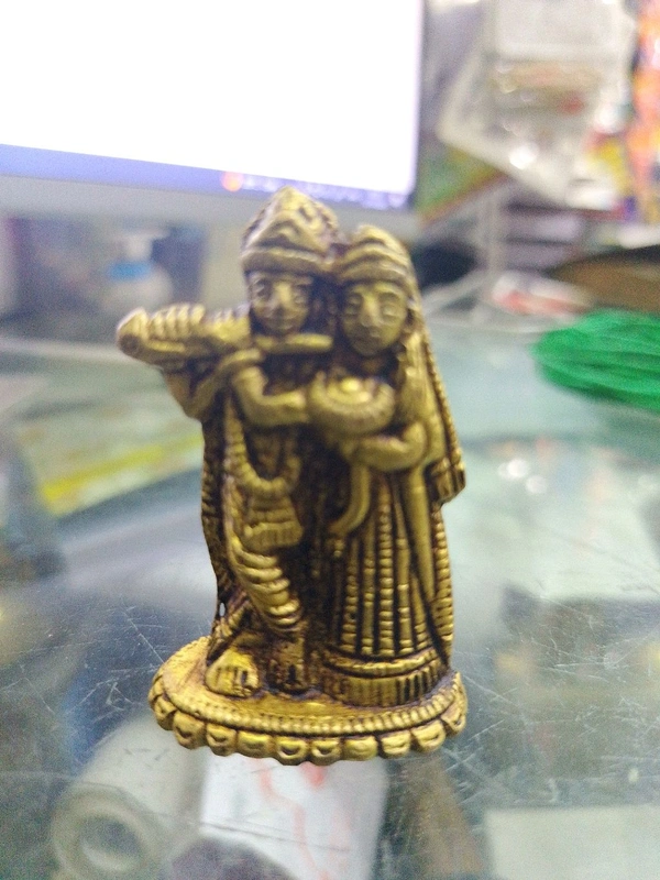 shri valli brass mini radha krishna idol 2.2"