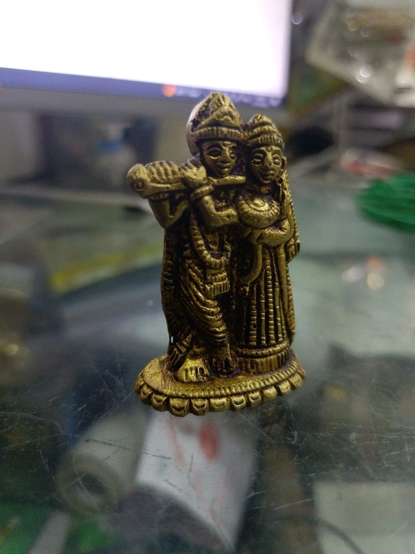 shri valli brass mini radha krishna idol 2.2"