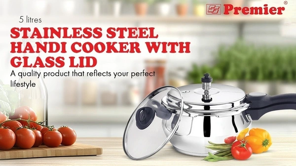 premier SS handi pressure cooker induction & lpg stoves with glass lid - 3.0