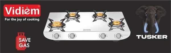 tusker vidiem stainless steel 4 burner silver gas stove