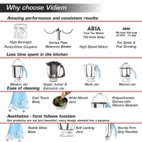 vidiem Vidiem Eva Super Blu 750W Mixer Grinder with 4 Jars (Blue) - 5.000KG