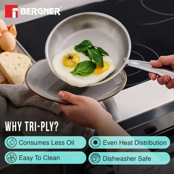 bergner argent mini triply frypan - 0.8Ltr