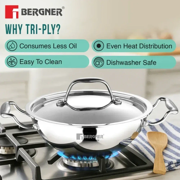 bergner argent triply kadai with lid BG-6331(1.7LTR)