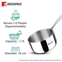 bergner argent triply saucepan with spout - 16cm