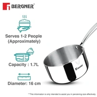 bergner argent triply saucepan with spout - 18cm