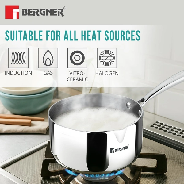 bergner argent triply saucepan with spout - 18cm