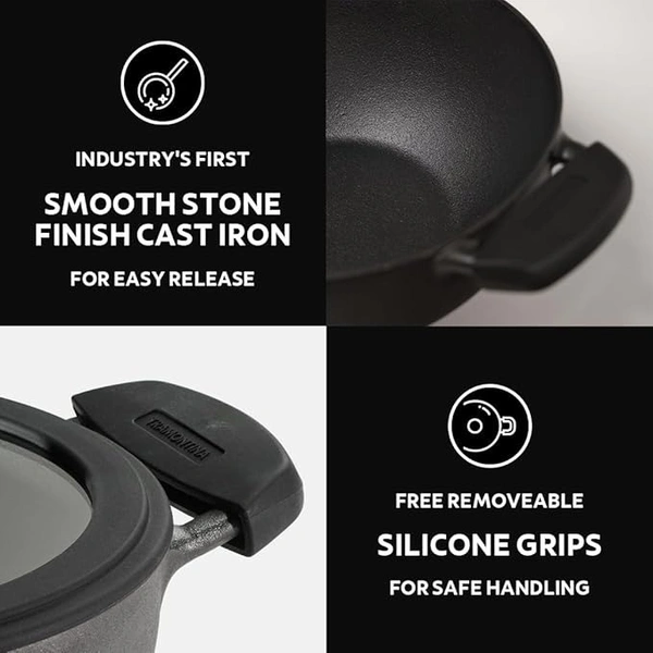 tramontina Tramontina deep kadai with lid 20cm/2.2 litre