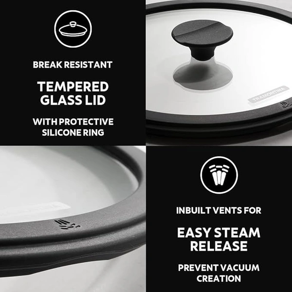 tramontina Tramontina deep kadai with lid 20cm/2.2 litre