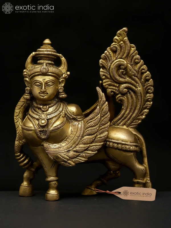 shri valli 7" kamadhenu cow and calf idol brass statue with wooden base