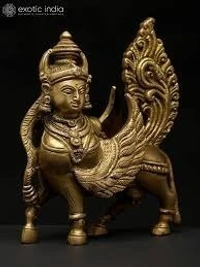 shri valli 7" kamadhenu cow and calf idol brass statue with wooden base