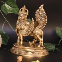 shri valli 7" kamadhenu cow and calf idol brass statue with wooden base