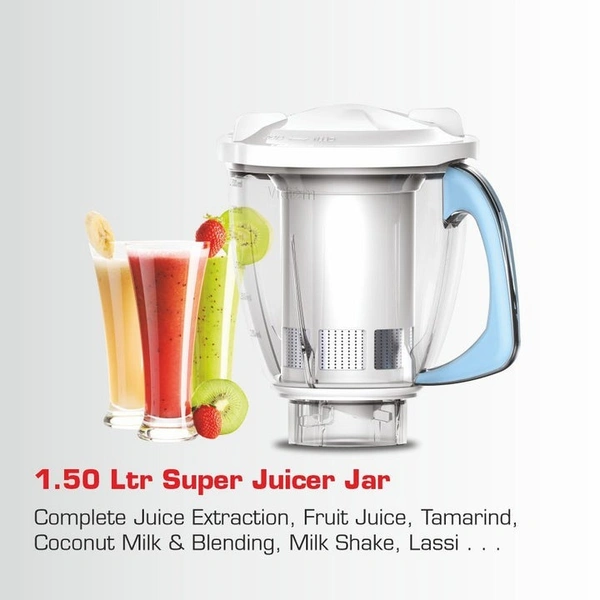 vidiem Vidiem Eva Super Blu 750W Mixer Grinder with 4 Jars (Blue) - 5.000KG