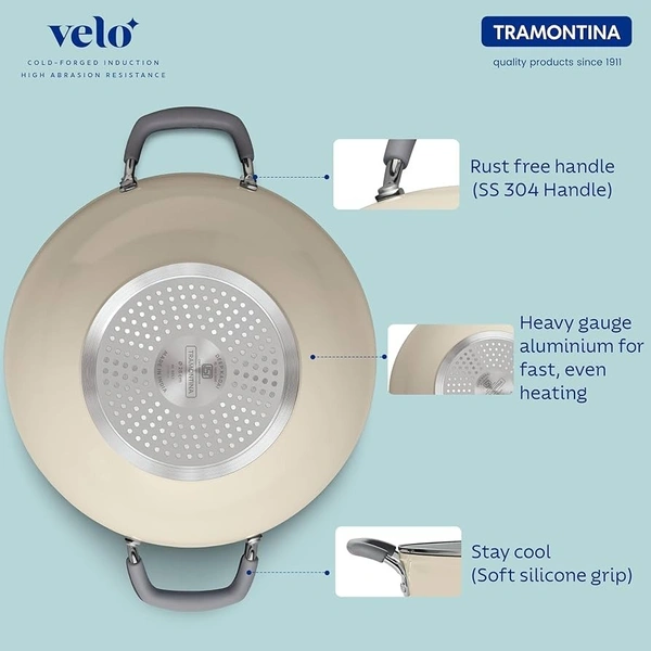 Tramontina Velo Forged Deep Kadai With Lid - 3.6ltr