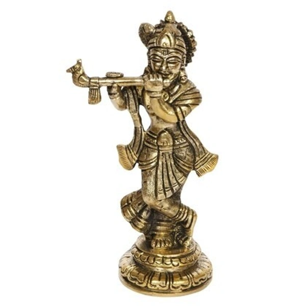 shri valli 4.5" brass krishna idol