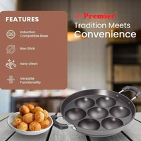 premier induction bottom non-stick small paniyara pan with glass lid (supreme)