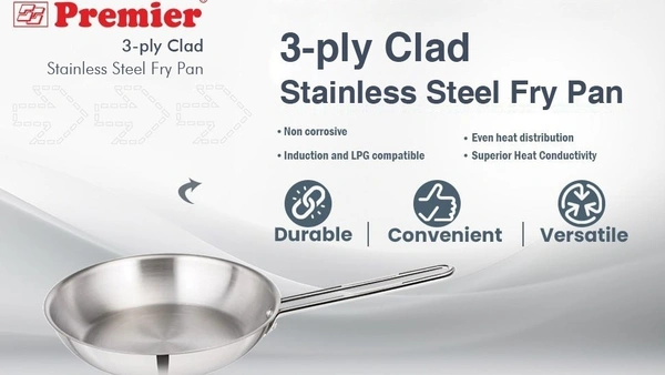 premier 3- ply clad stainless steel fry pan